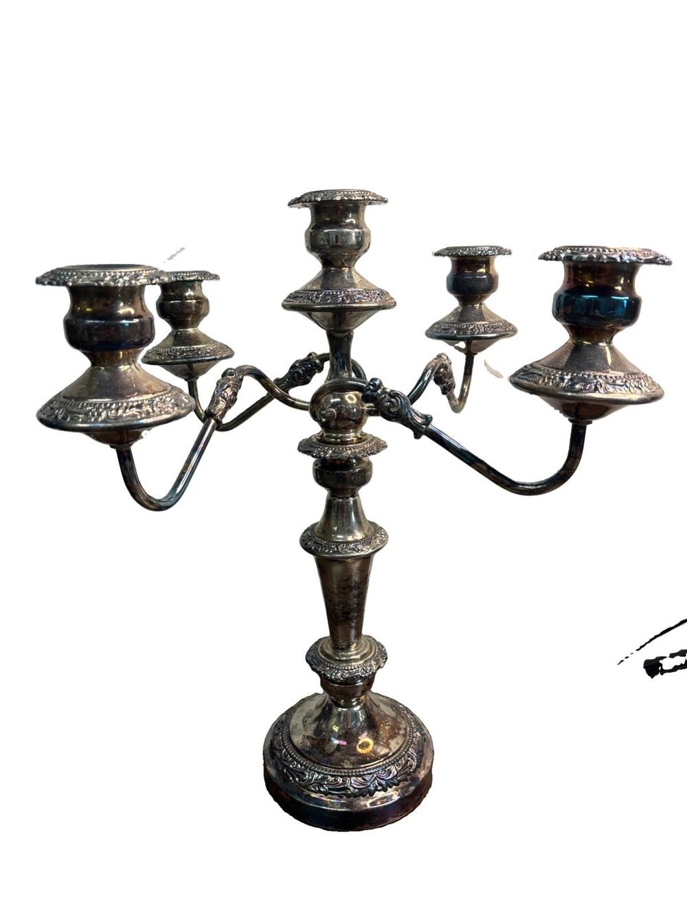Vintage Silverplate 5-Light Candelabra Ornate 18” Tall Baroque Candle Holder